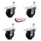 Service Caster 4 Inch Soft Rubber Wheel Swivel 3/8 Inch Stem Caster Set with Total Lock Brake SCC-TSTTL20S414-SRS-381615-4 - alternate 4